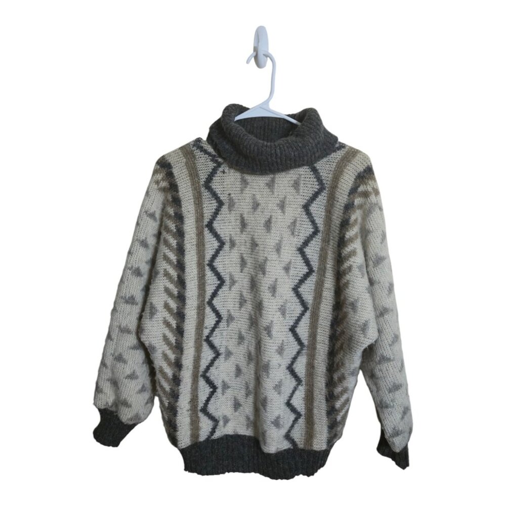 Vtg Alafoss Icewool  Sweater Women S Turtleneck Preppy Grandmacore Cable Knit